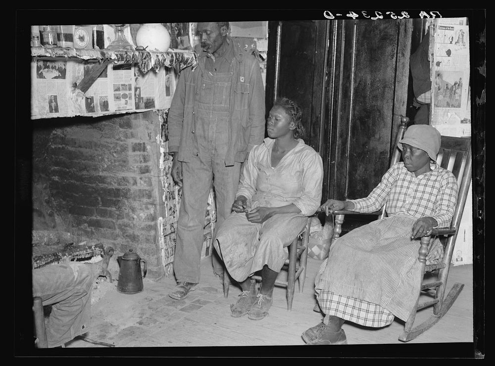 [Untitled photo, possibly related to: es, descendants of former slaves of the Pettway Plantation. They are living under…