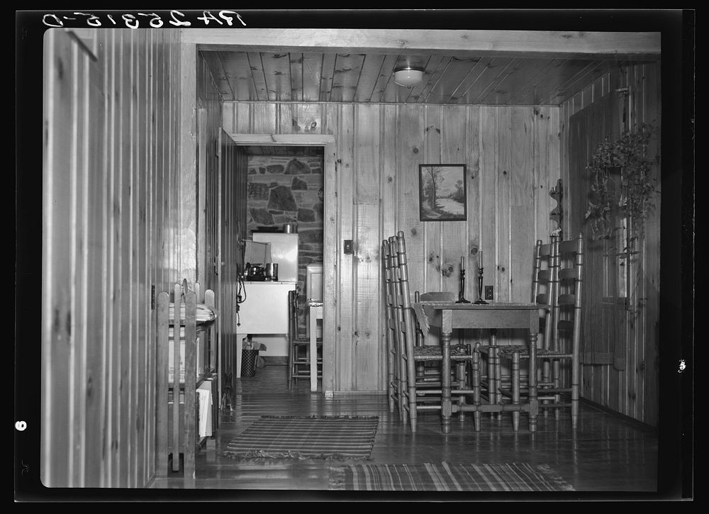 [Untitled photo, possibly related to: Interior of house at Cumberland Homesteads, Crossville, Tennessee]. Sourced from the…