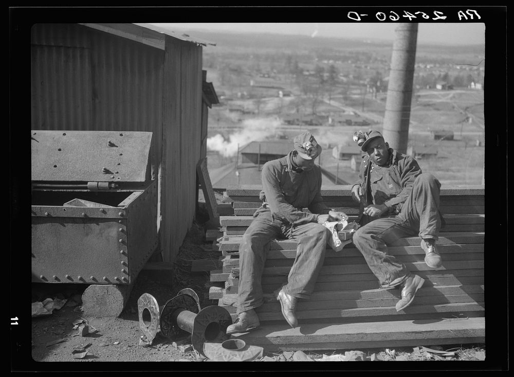 [Untitled photo, possibly related to: Iron ore miners. Jefferson County, Alabama]. Sourced from the Library of Congress.