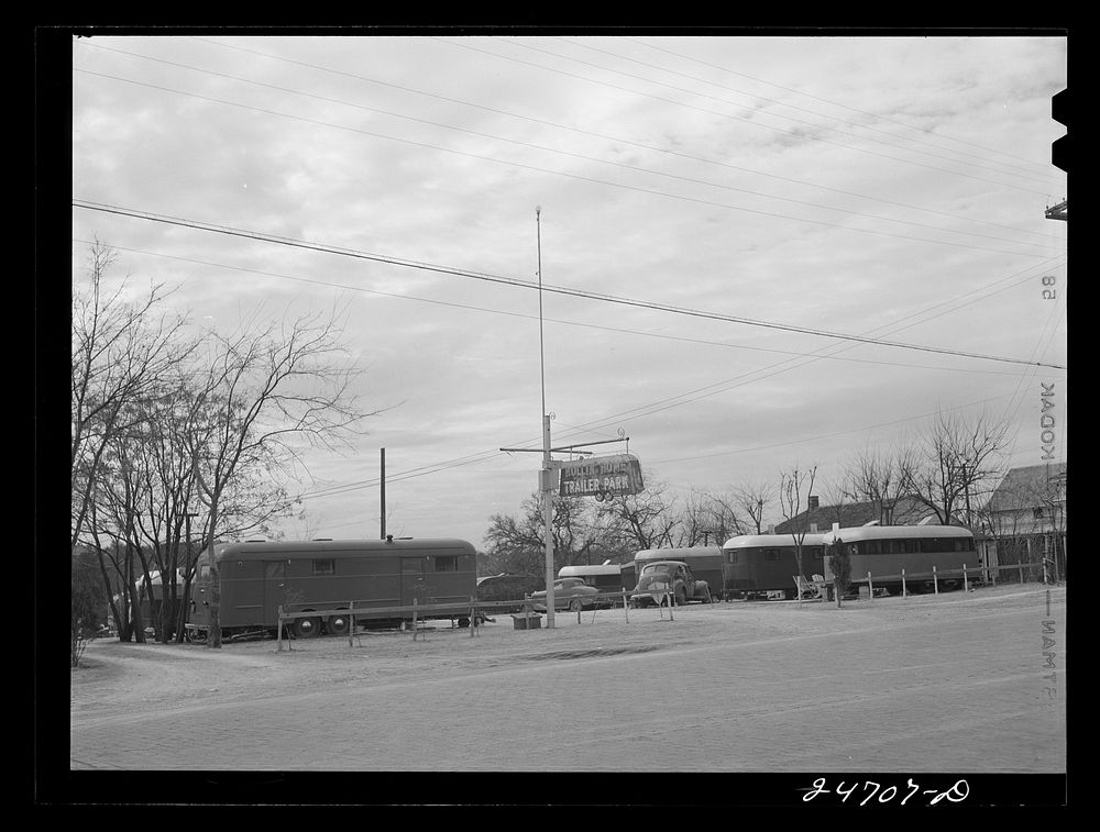 U.S. Highway 80, Texas, between Dallas and Fort Worth. Trailer park. Sourced from the Library of Congress.