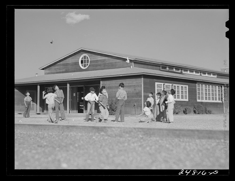 Flying model airplanes. FSA (Farm Security Administration) camp, Robstown, Texas. Sourced from the Library of Congress.