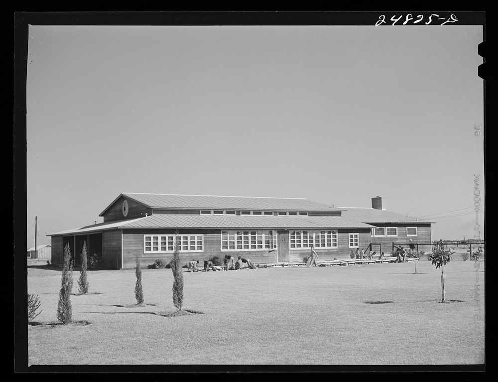 Community center building. FSA (Farm Security Administration) camp, Robstown, Texas. Sourced from the Library of Congress.