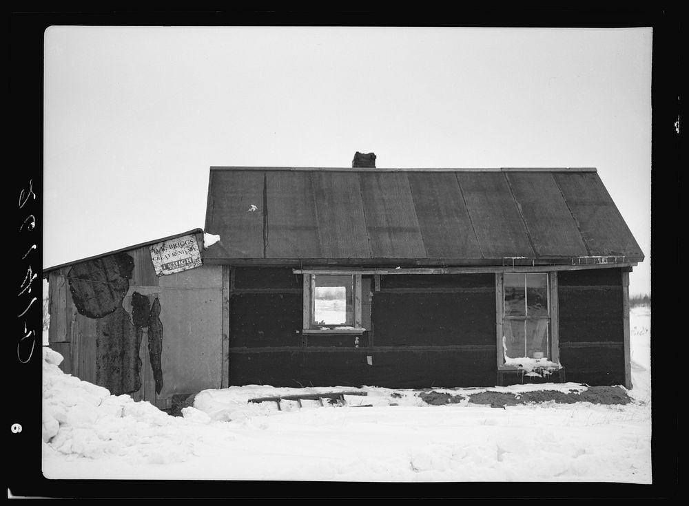 Tarpaper shack in which Mr. and Mrs. Laberdee live. Jefferson County, New York. Sourced from the Library of Congress.