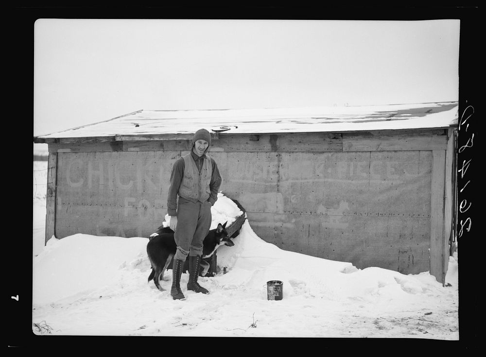 William Gurderman in front of barn on his submarginal farm. Jefferson County, New York. Sourced from the Library of Congress.