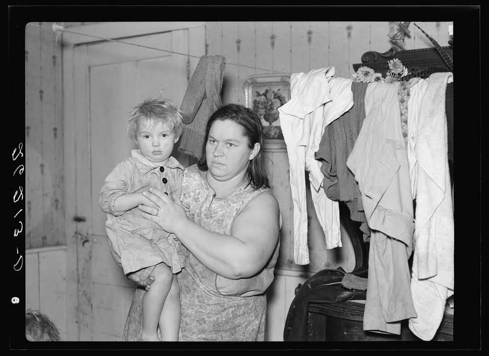 Mrs. Sampson with one of her ten children. Jefferson County, New York. Sourced from the Library of Congress.