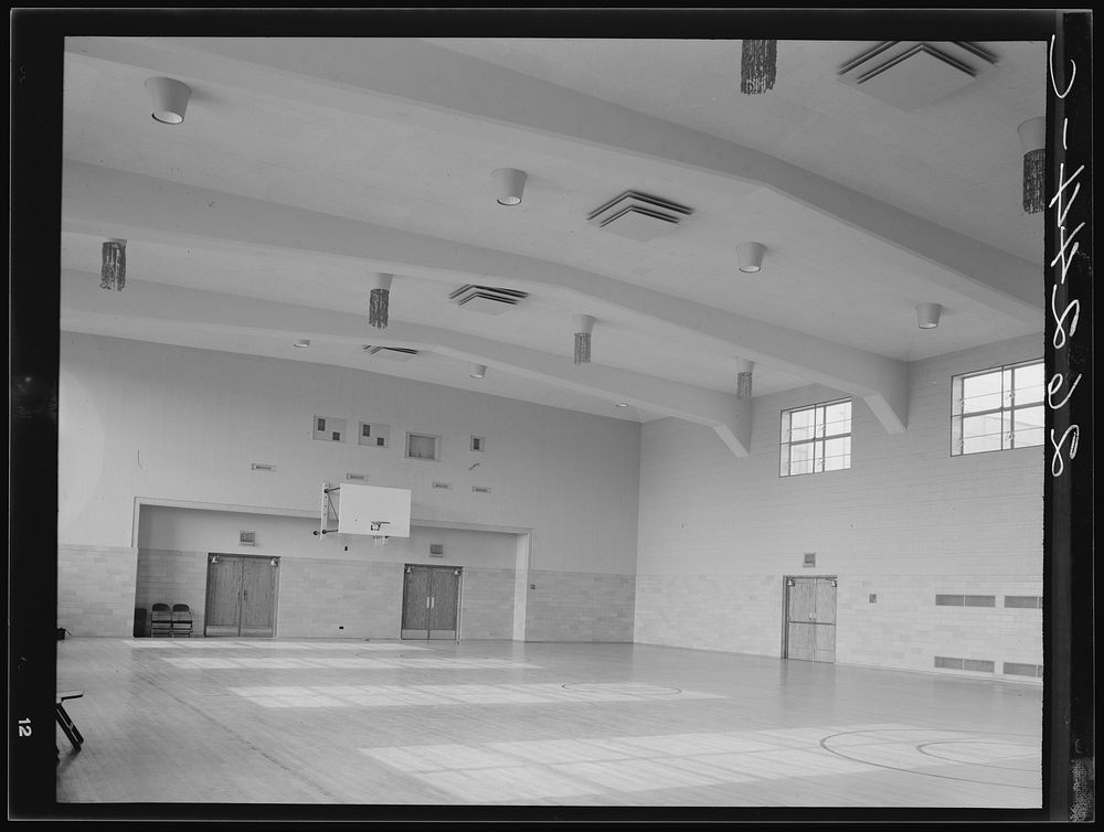Gymnasium in the Greenbelt school. Maryland. Sourced from the Library of Congress.