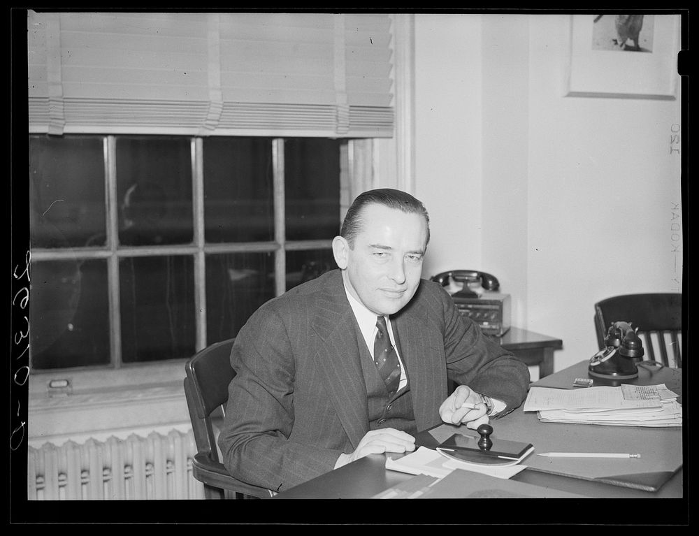 Washington, D.C. Milo Perkins, assistant administrator, FSA (Farm Security Administration). Sourced from the Library of…