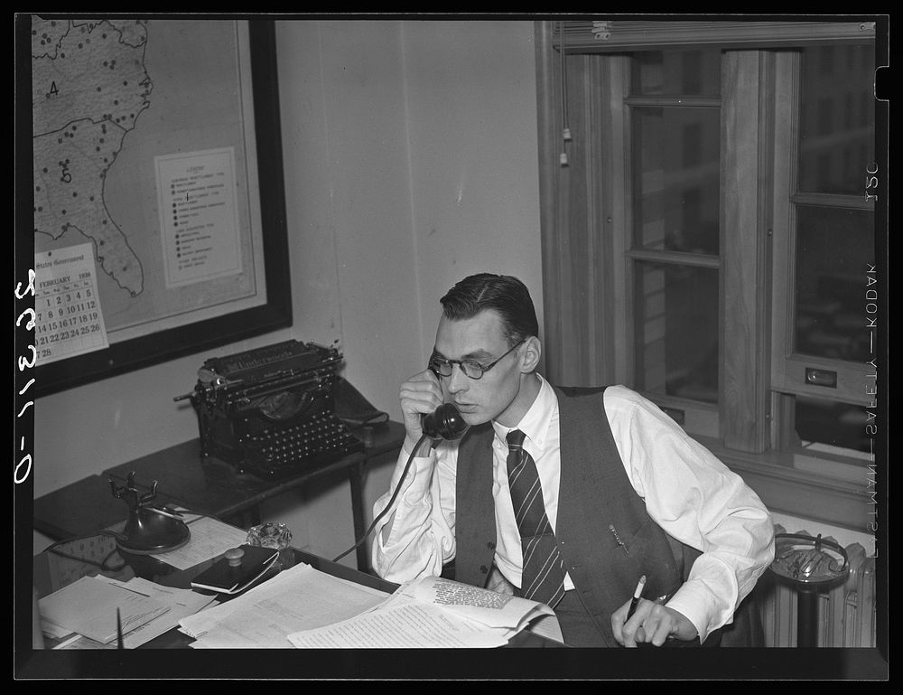 Washington, D.C. Jack Fisher, chief of the Division of Information, FSA (Farm Security Administration). Sourced from the…