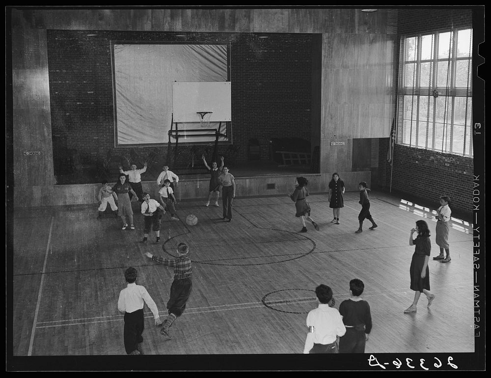 Gymnasium at the Hightstown school. New Jersey. Sourced from the Library of Congress.