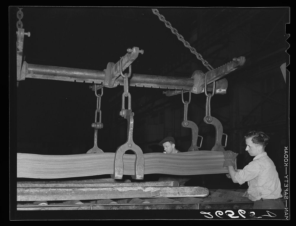 Loading sheet steel. Pittsburgh, Pennsylvania. Sourced from the Library of Congress.