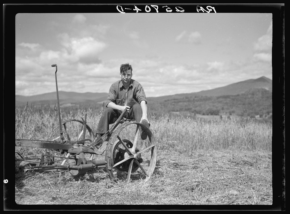Hired hand on the Kinney farm. Eden Mills, Vermont. Sourced from the Library of Congress.