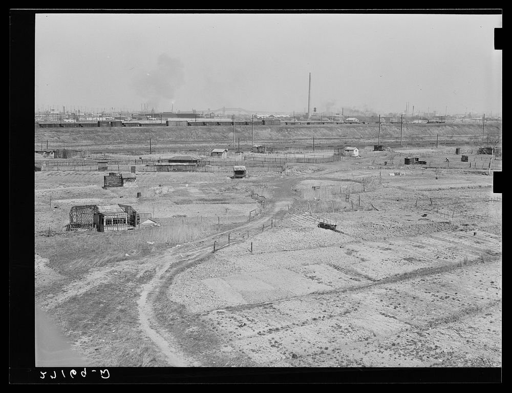 Gardens for the unemployed. Newark, New Jersey. Squatters' houses in "Jersey Meadows," on city dump. Sourced from the…