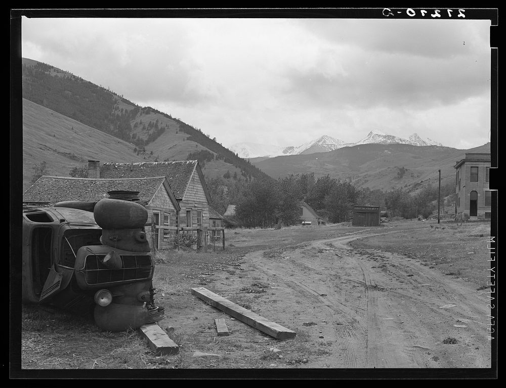 Ghost mining town. Pony, Montana. Sourced from the Library of Congress.