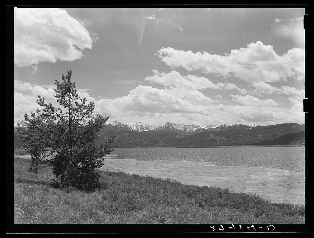 Georgetown Lake with mountains of the Continental Divide in the distance. Montana. Sourced from the Library of Congress.