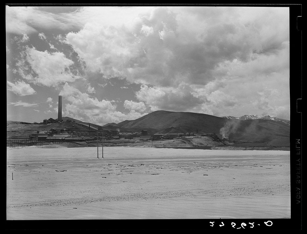 Copper smelter has destroyed vegetation for miles. Anaconda, Montana. Sourced from the Library of Congress.