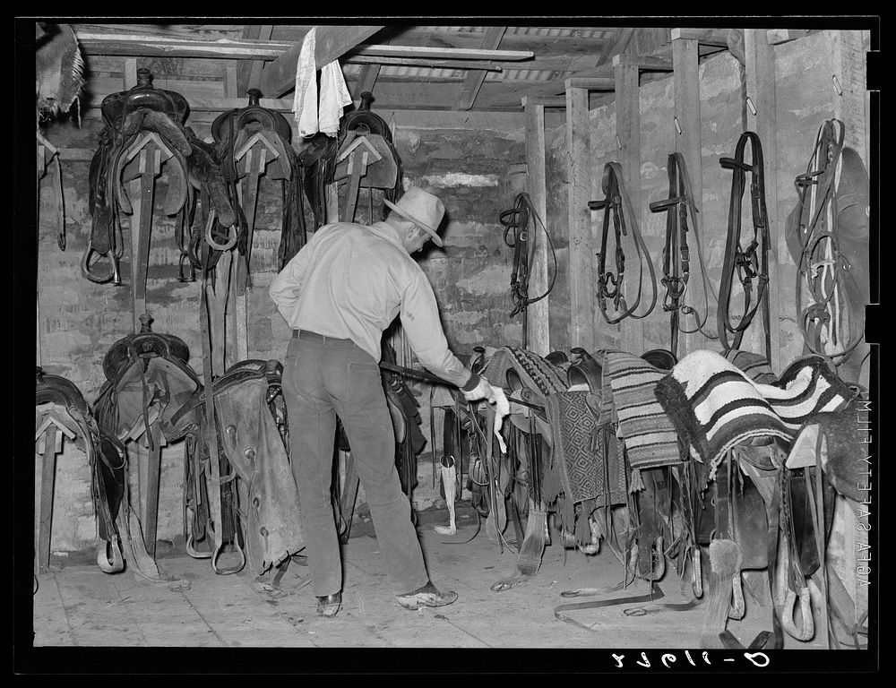 Saddle room. Quarter Circle 'U' Ranch, Montana. Sourced from the Library of Congress.