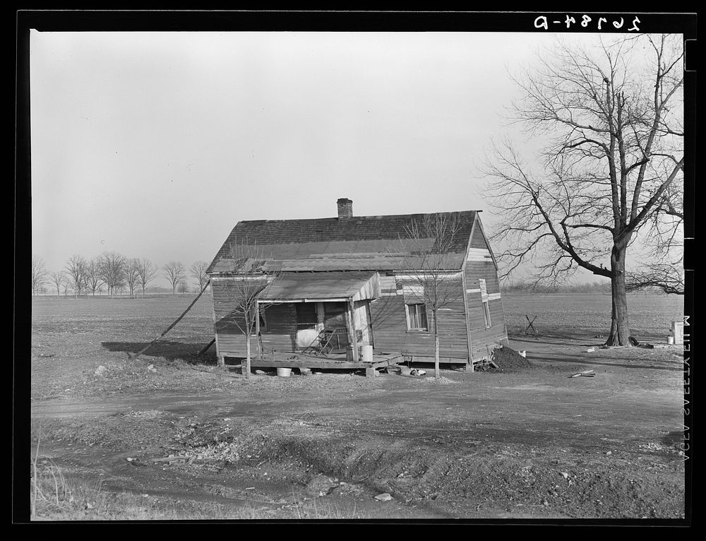 House damaged by flood. Saline County, Illinois. Sourced from the Library of Congress.