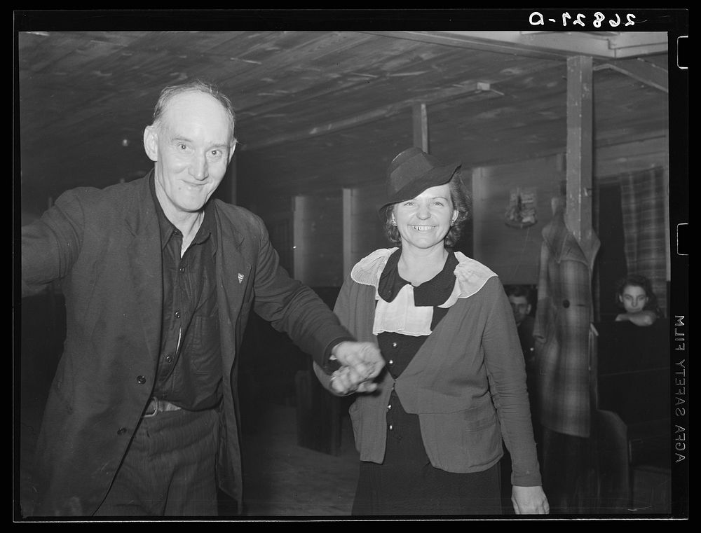 Couple dancing in Oke-Doke dance hall. Williamson County, Illinois. Sourced from the Library of Congress.