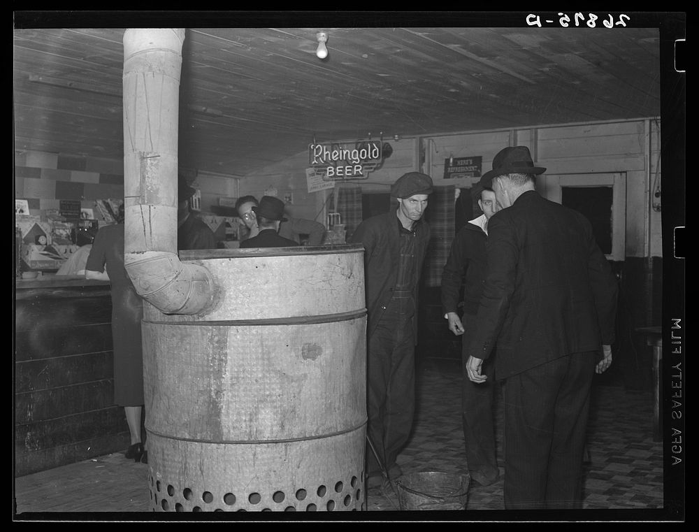 Miners and farmers in Oke-Doke dance hall. Williamson County, Illinois. Sourced from the Library of Congress.