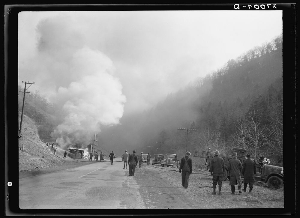 Rural fire department in action near Romney, West Virginia. Sourced from the Library of Congress.