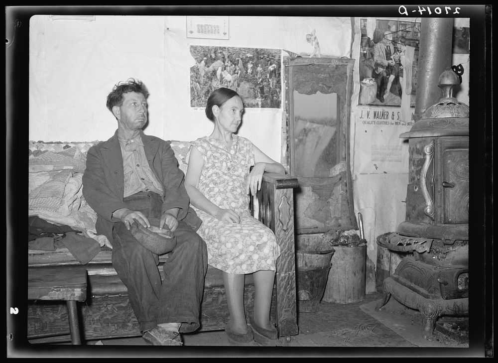 Unemployed coal miner and wife living in old barn. Herrin, Illinois. Sourced from the Library of Congress.