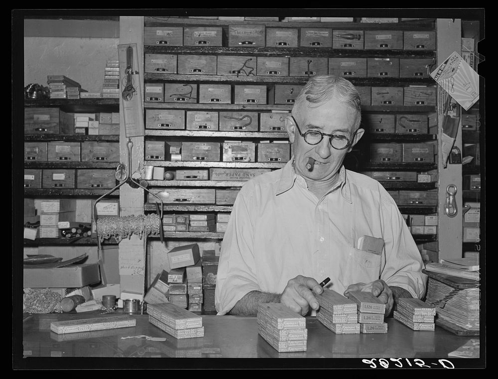 Hardware merchant. Grundy Center, Iowa. Sourced from the Library of Congress.