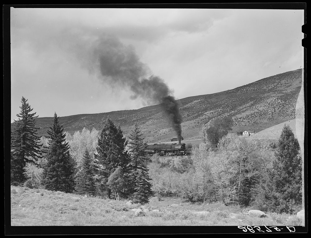 Freight train going upgrade. Eagle County, Colorado. Sourced from the Library of Congress.