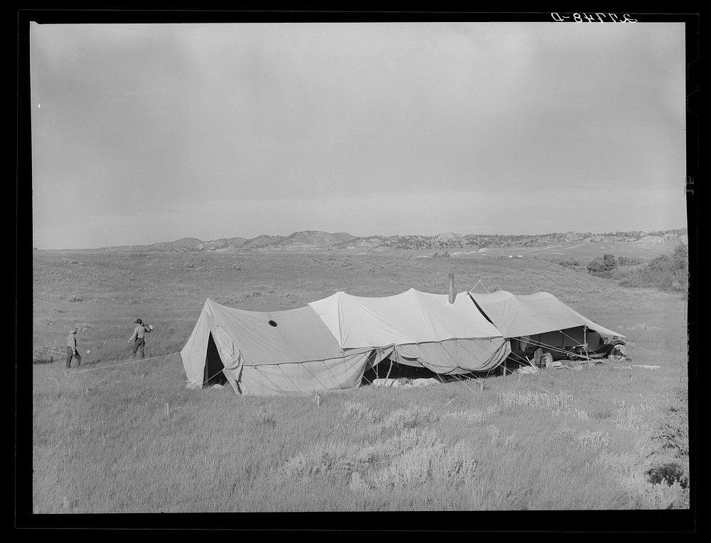 Quarter Circle 'U' Roundup camp. Big Horn County, Montana. Sourced from the Library of Congress.