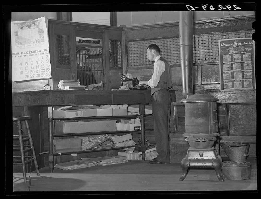 Interior of bank. Creedmoor, North Carolina. Sourced from the Library of Congress.