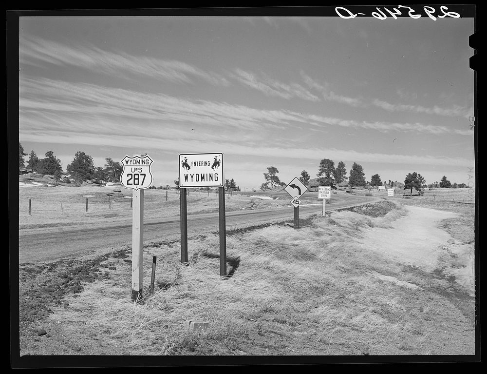 Colorado--Wyoming state line. Sourced from the Library of Congress.