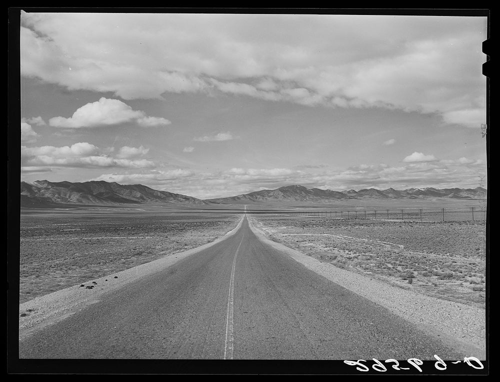 Highway U.S. 40 through Elko County, Nevada. Sourced from the Library of Congress.