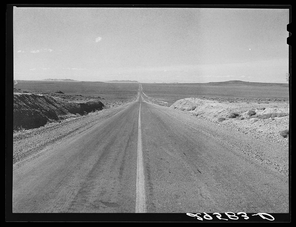 Road through the Salt Lake Desert, Utah. Sourced from the Library of Congress.
