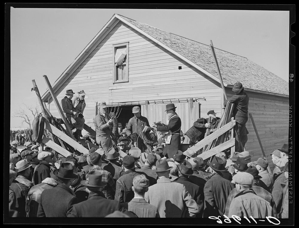 [Untitled photo, possibly related to: Farmers at auction. Zimmerman farm near Hastings, Nebraska]. Sourced from the Library…