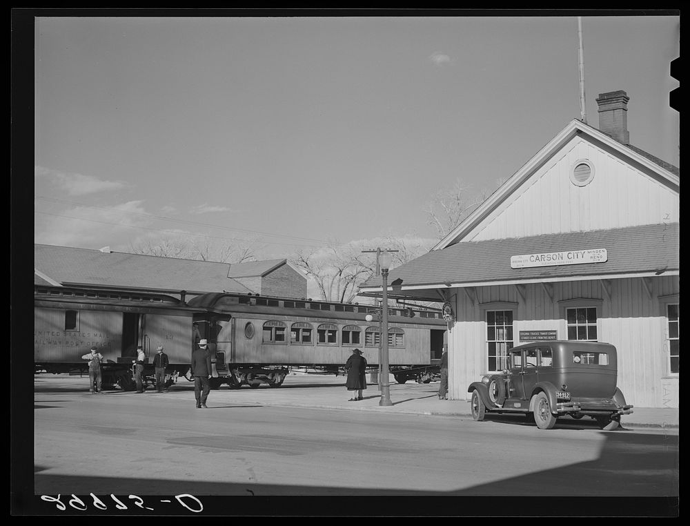 Railroad station. Carson City, Nevada. Sourced from the Library of Congress.