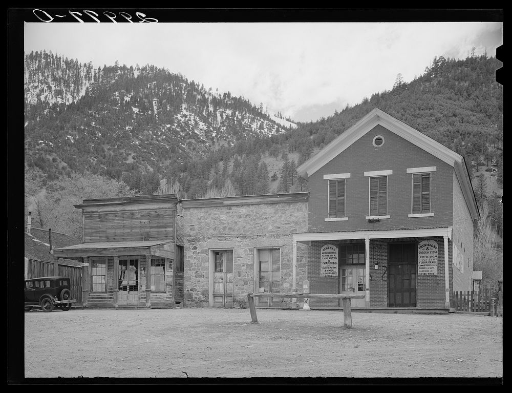 Stores on main street. Genoa, Nevada. Sourced from the Library of Congress.