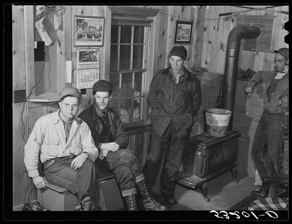 Hired help resting after day's work on Upwey horse farm. South Woodstock, Vermont. Sourced from the Library of Congress.