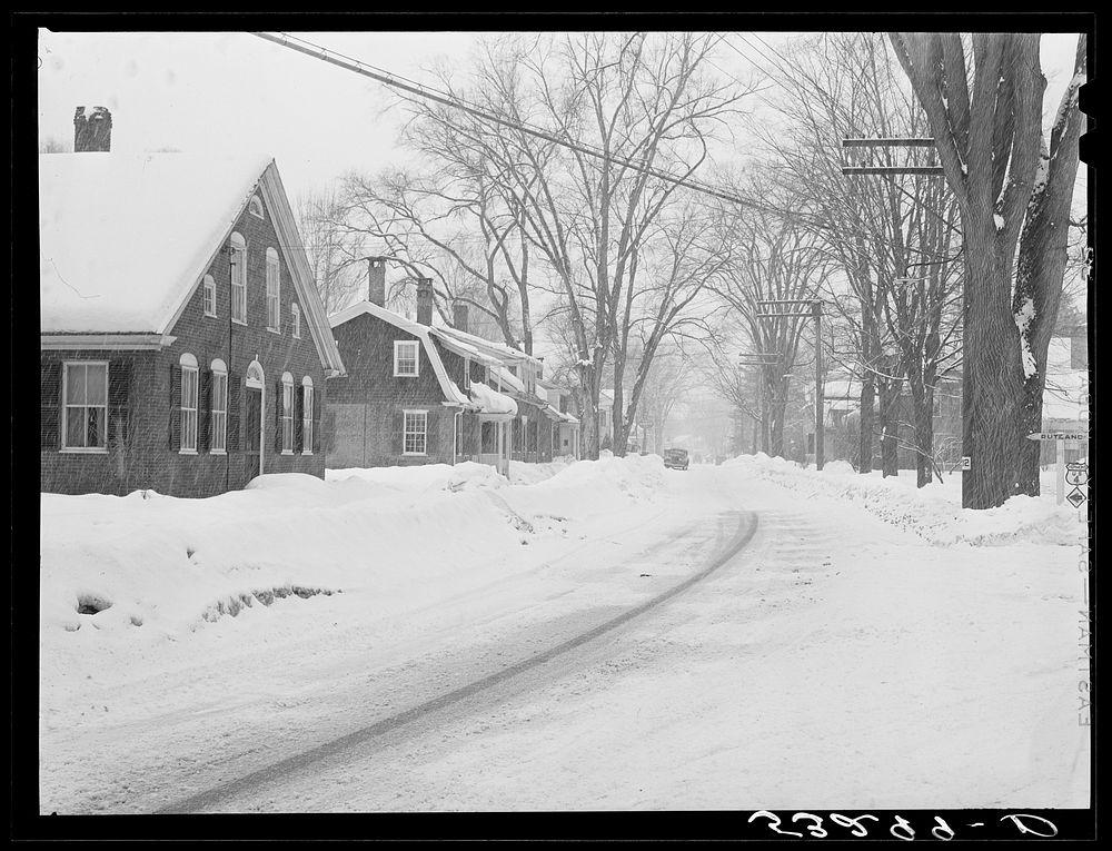 [Untitled photo, possibly related to: Main street looking toward center of town. Woodstock, Vermont]. Sourced from the…