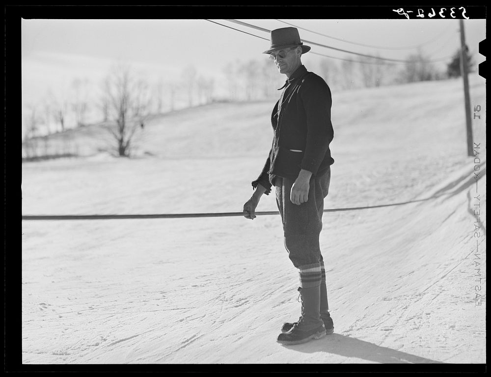 Mr. Dickinson, farmer and his ski tow, which he installed on his property three years ago, at cost of about one thousand…
