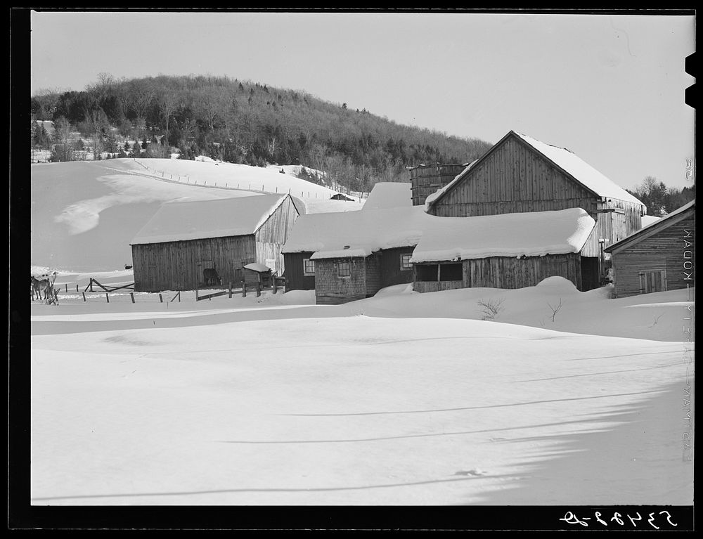 Barn on farm near Fryeburg, Maine. Sourced from the Library of Congress.