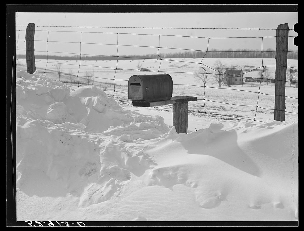 [Untitled photo, possibly related to: Mailboxes for farms on highways near Frederick, Maryland]. Sourced from the Library of…