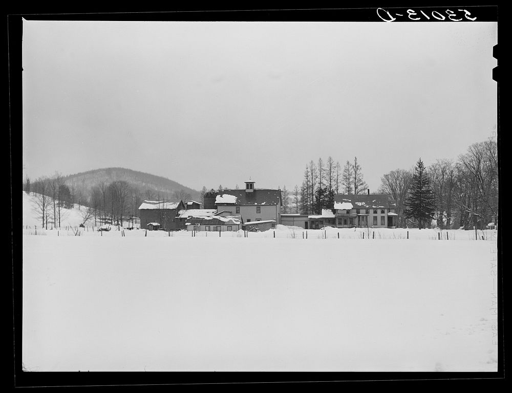 [Untitled photo, possibly related to: Center of town during blizzard. Brattleboro, Vermont]. Sourced from the Library of…