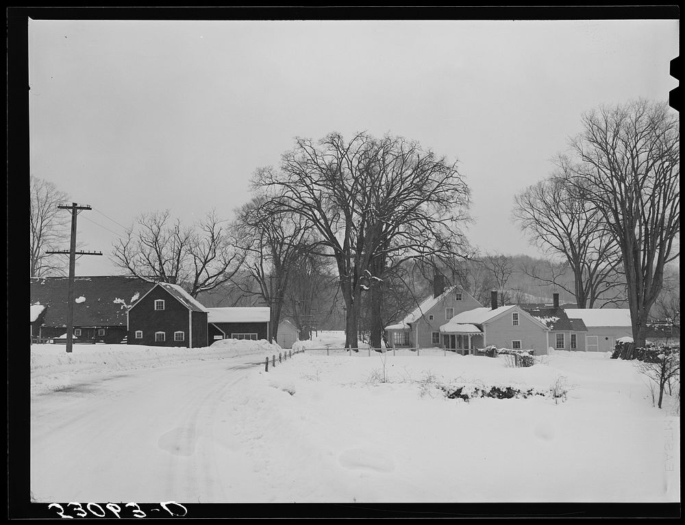 Main highway and farms near Guilford. Windham County, Vermont. Sourced from the Library of Congress.