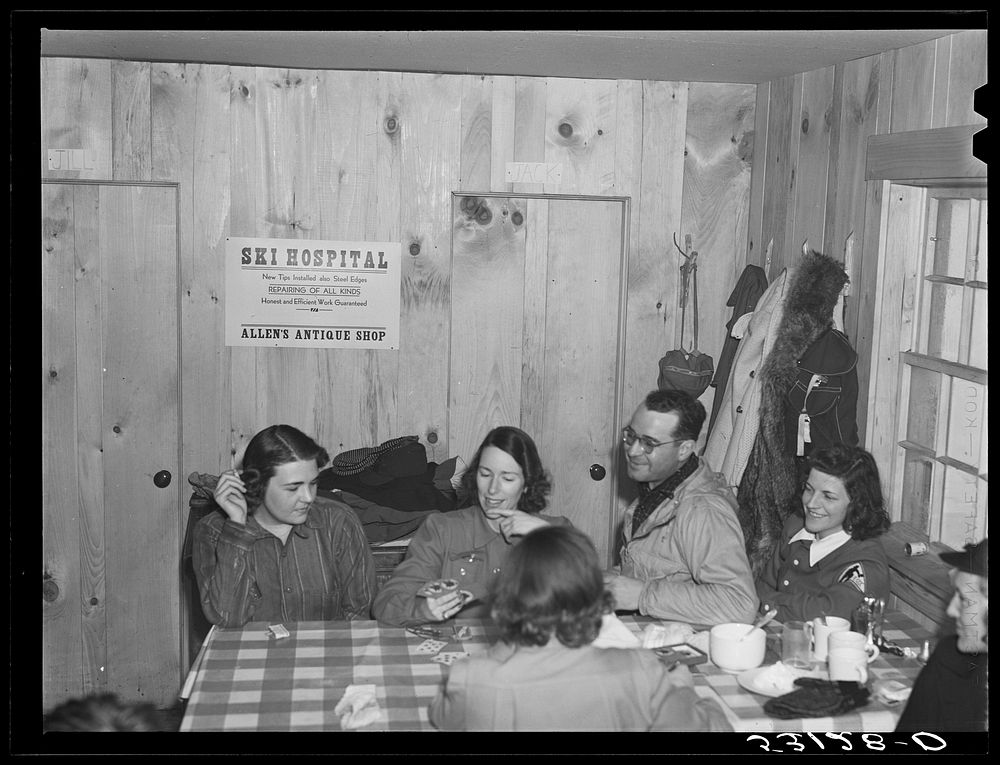 Weekend skiers, often from New York, can get warm and dry and refreshments in ski hut built by Clinton Gilbert, farmer in…
