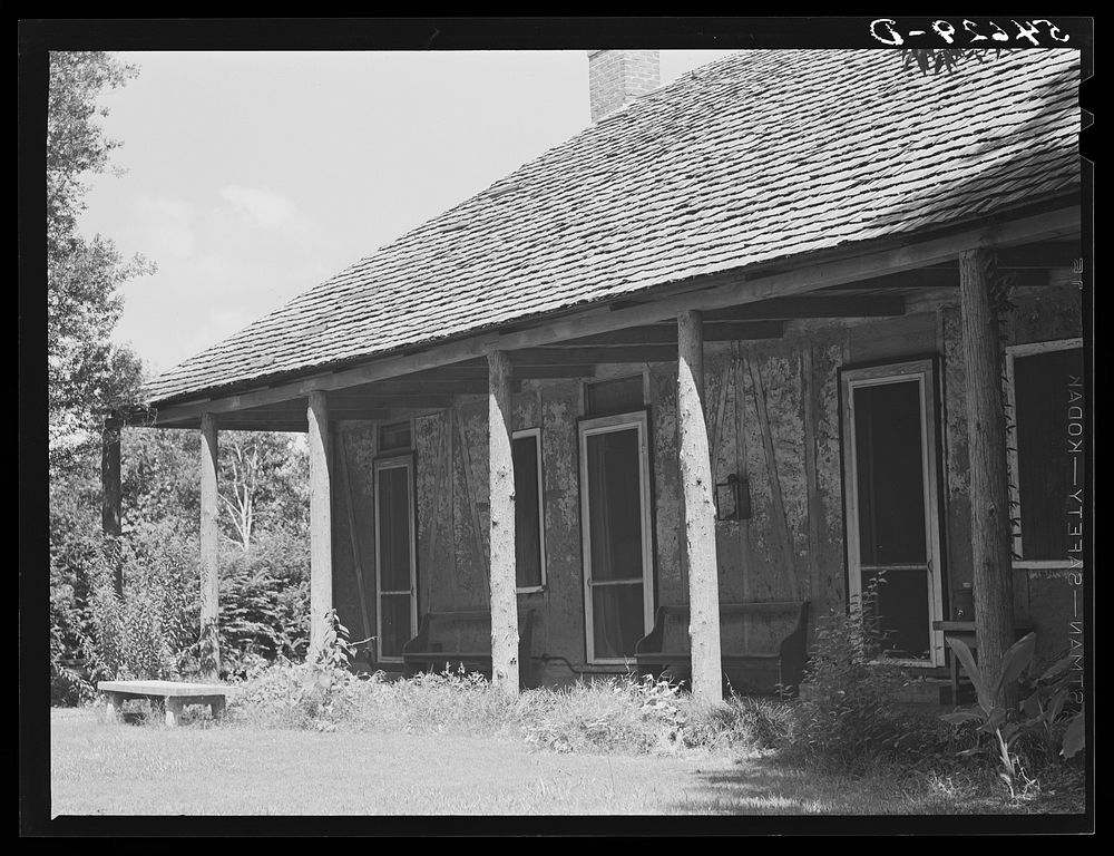 [Untitled photo, possibly related to: Melrose, Natchitoches Parish, Louisiana. Old home with mud walls built by mulattoes…