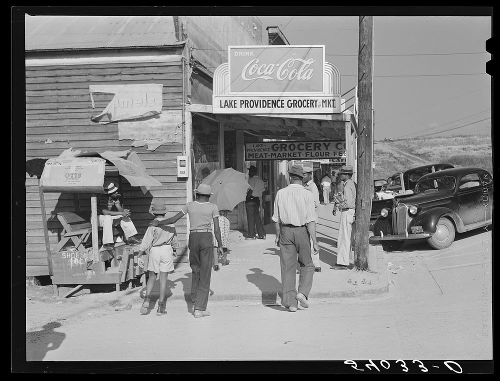 Along the main street. Lake Providence, Louisiana. Sourced from the Library of Congress.