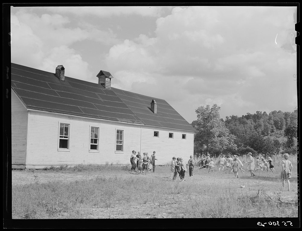 [Untitled photo, possibly related to: Two-room school house near Morehead, Kentucky. In these mountain areas the school term…