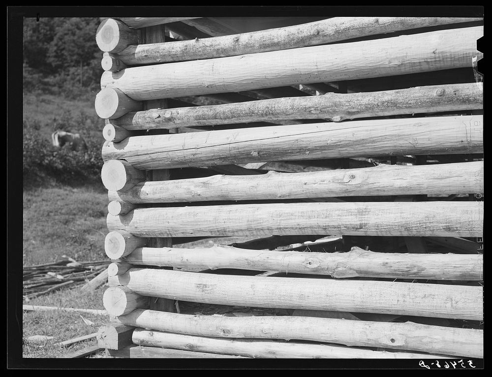 Modern log home under construction near Morehead, Kentucky. Sourced from the Library of Congress.