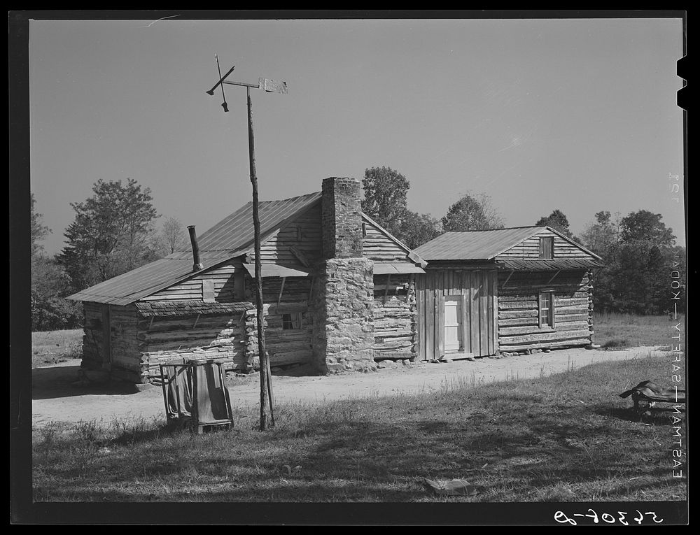 Tenant's home and lean-to kitchen. Caswell County, North Carolina. Sourced from the Library of Congress.
