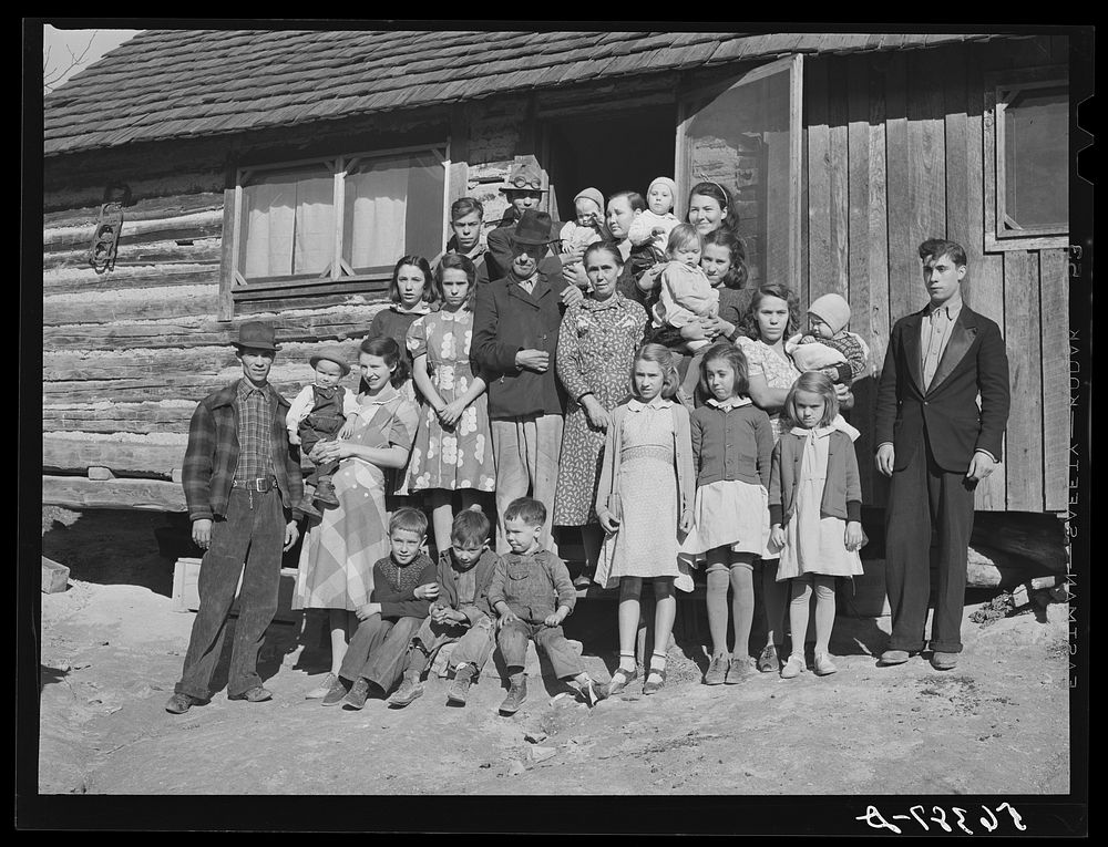 Noah Garland with his sons and some of their families. Southern Appalachian Project near Barbourville, Knox County…