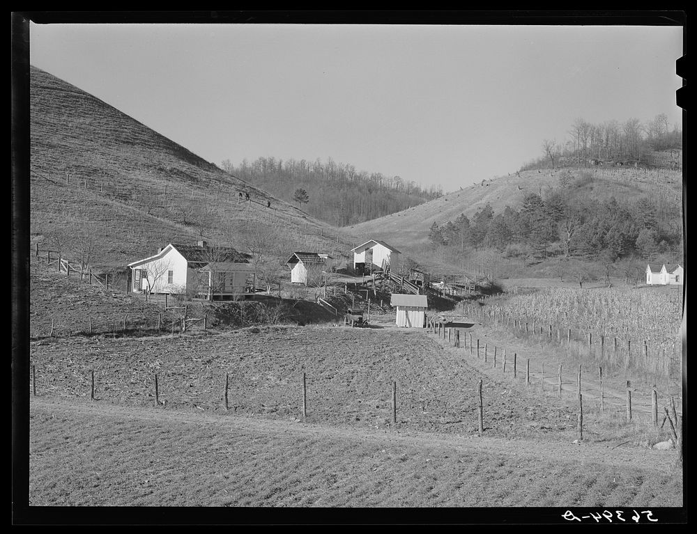 Noah Garland's son's home along the creek. Southern Appalachian Project, near Barbourville, Knox County, Kentucky. Sourced…